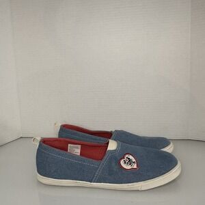 Disney Shoes Youth 5 Girls Mickey Mouse Comfort Slip On Loafer Blue Canvas